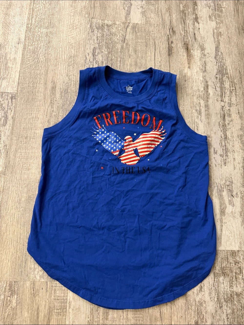**4 for $15**Freedom USA Blue Graphic Tank with Eagle